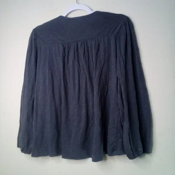 Lucky Brand Blouse Women S Long Sleeve Embroidery Boho Gray Pink - Picture 9 of 12